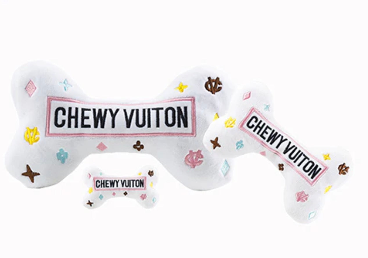 White Chewy Vuiton Bone Toy