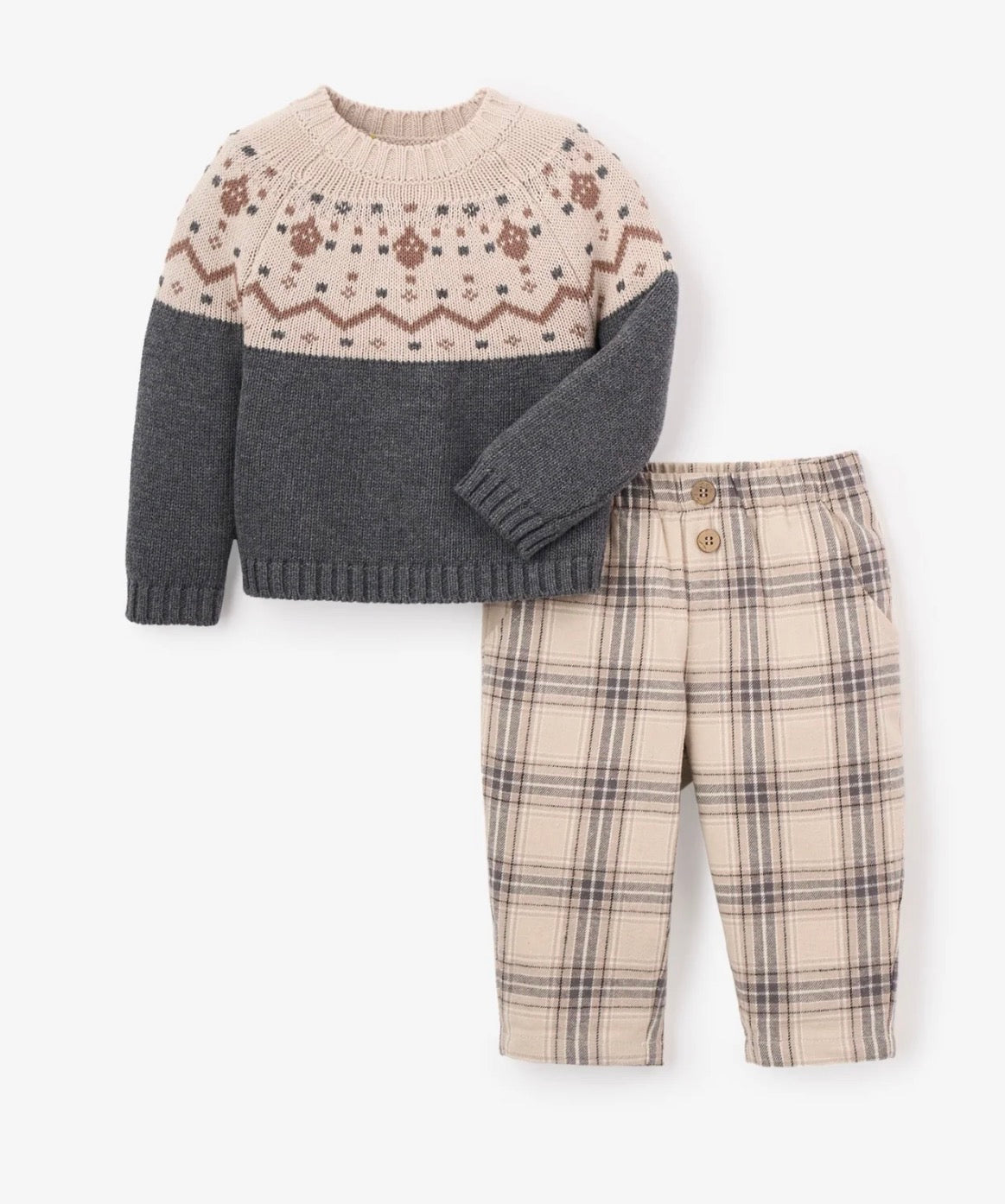 Elegant Baby Charcoal Woodland Fairisle Sweater