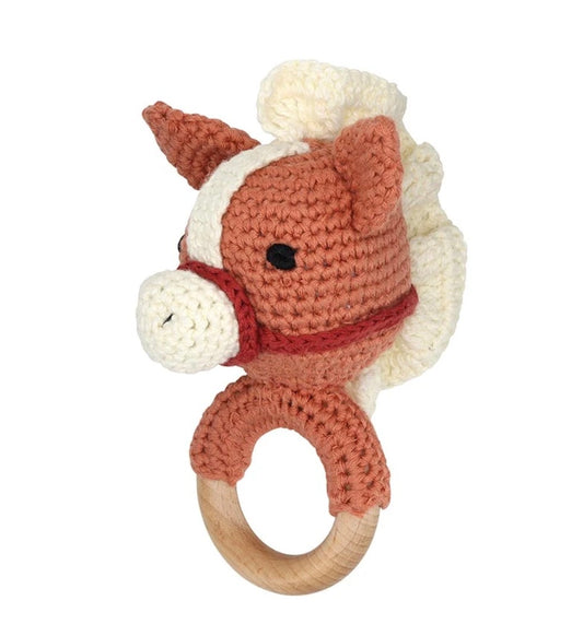 Knit & Wood Horse Rattle