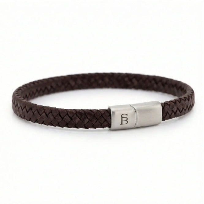 Steel & Barnett Brown Leather Braided Bracelet For Men