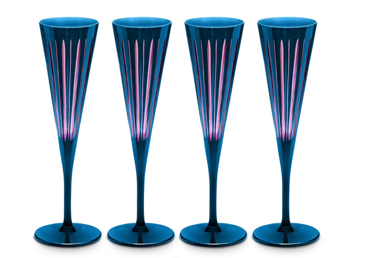 Prism Champagne Flutes - Blue (Set of 4)