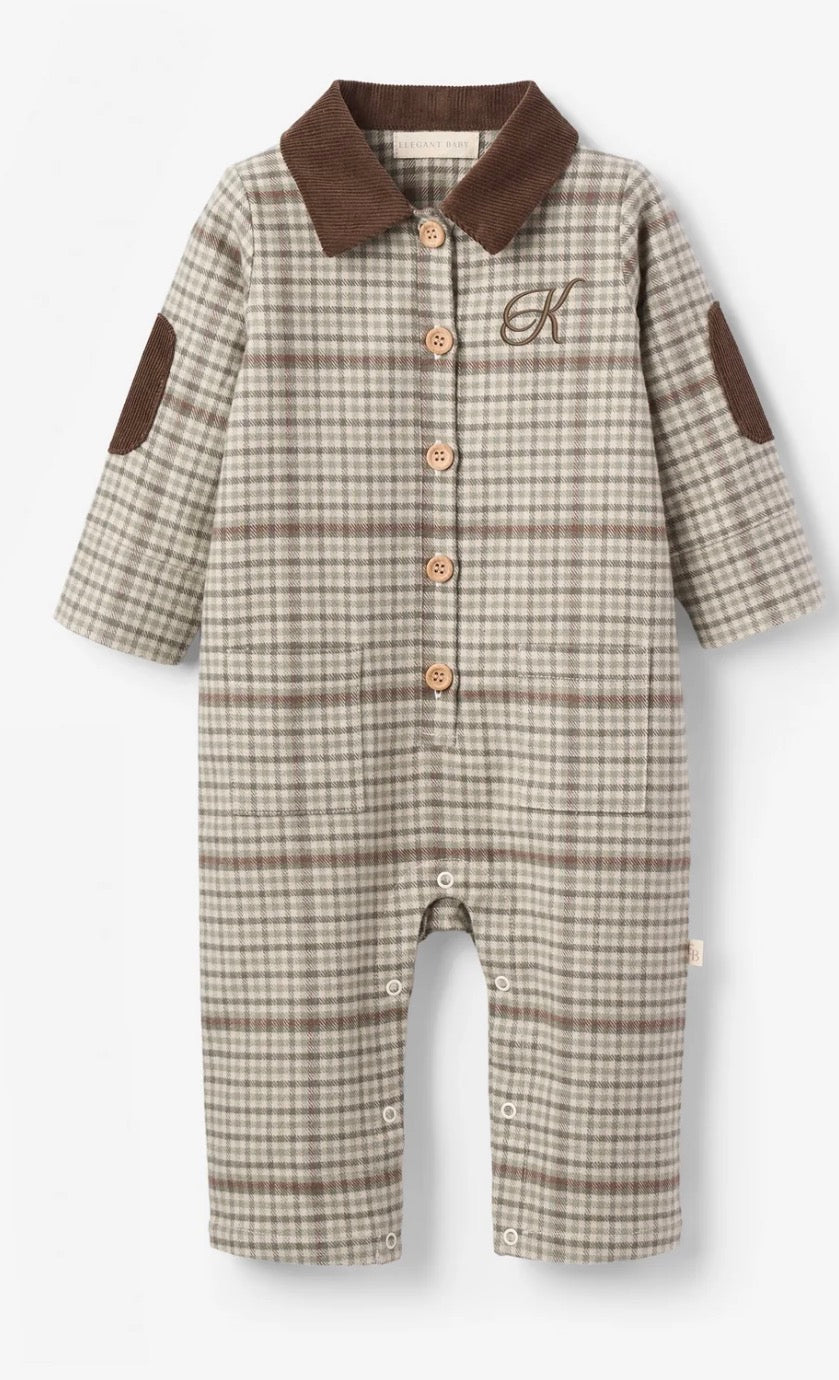 Elegant Baby Heritage Plaid Flannel Jumpsuit