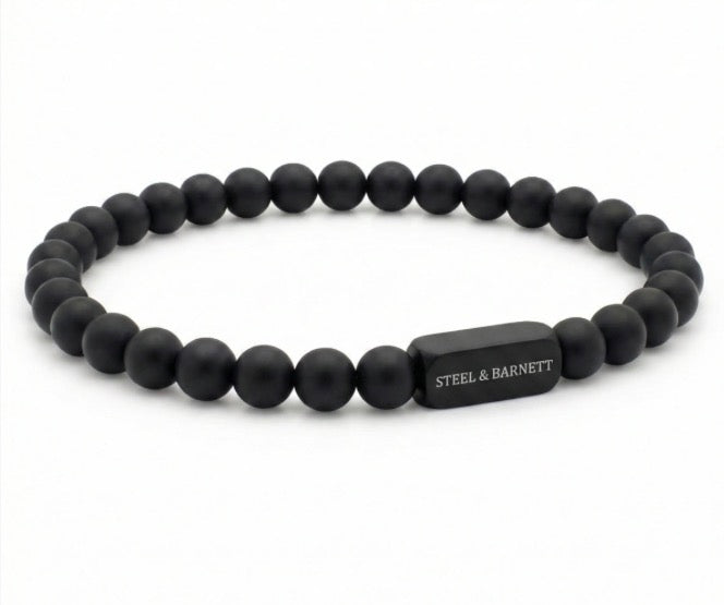 Steel & Barnett 6mm Round Black Edition Onyx Gemstone Bead Bracelet