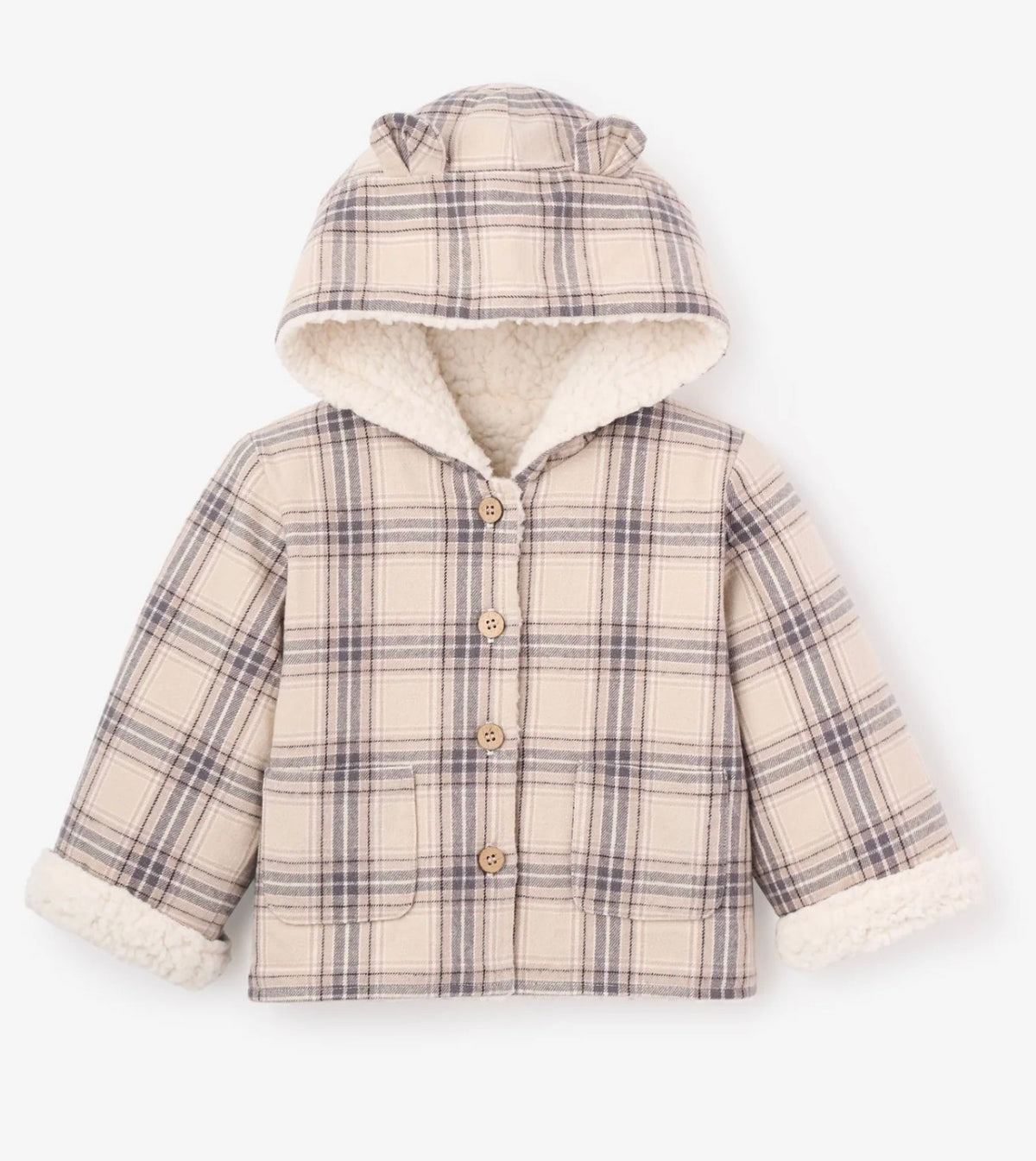 Elegant Baby Plaid Sherpa Jacket