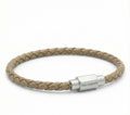 Steel & Barnett Thin Braided Ecru Men’s Leather Bracelet