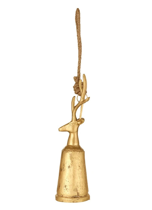 Antique Gold Reindeer Bell - Small 11"H