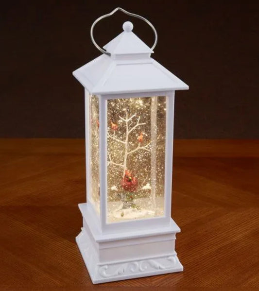 Lighted Swirl Lantern Cardinal in Branch