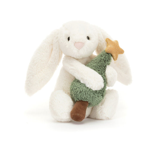 Jellycat Bashful Bunny with Christmas Tree