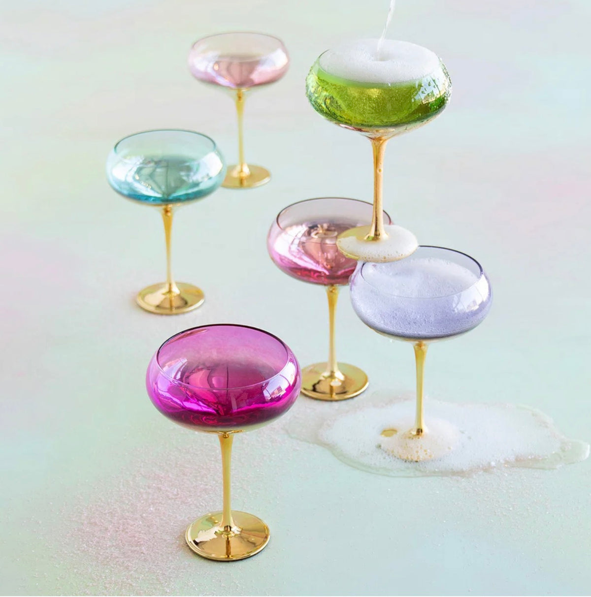 S/6 Gilded Coupe Glasses