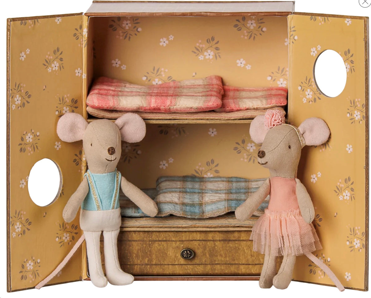 Maileg Ballet Mice in Dance Studio, Little Sister and Brother