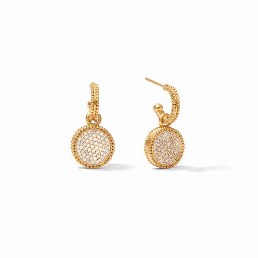 Julie Vos Fleur-de-Lis Hoop & Charm Earring Pave Cubic Zirconia