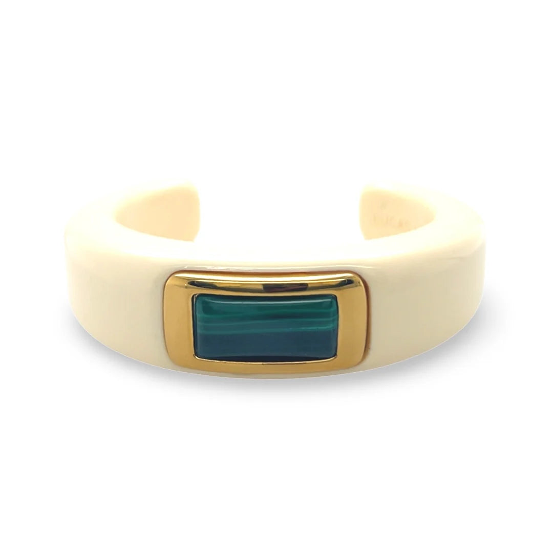 Lucas Jack Ivory Resin with Malakite Bangle