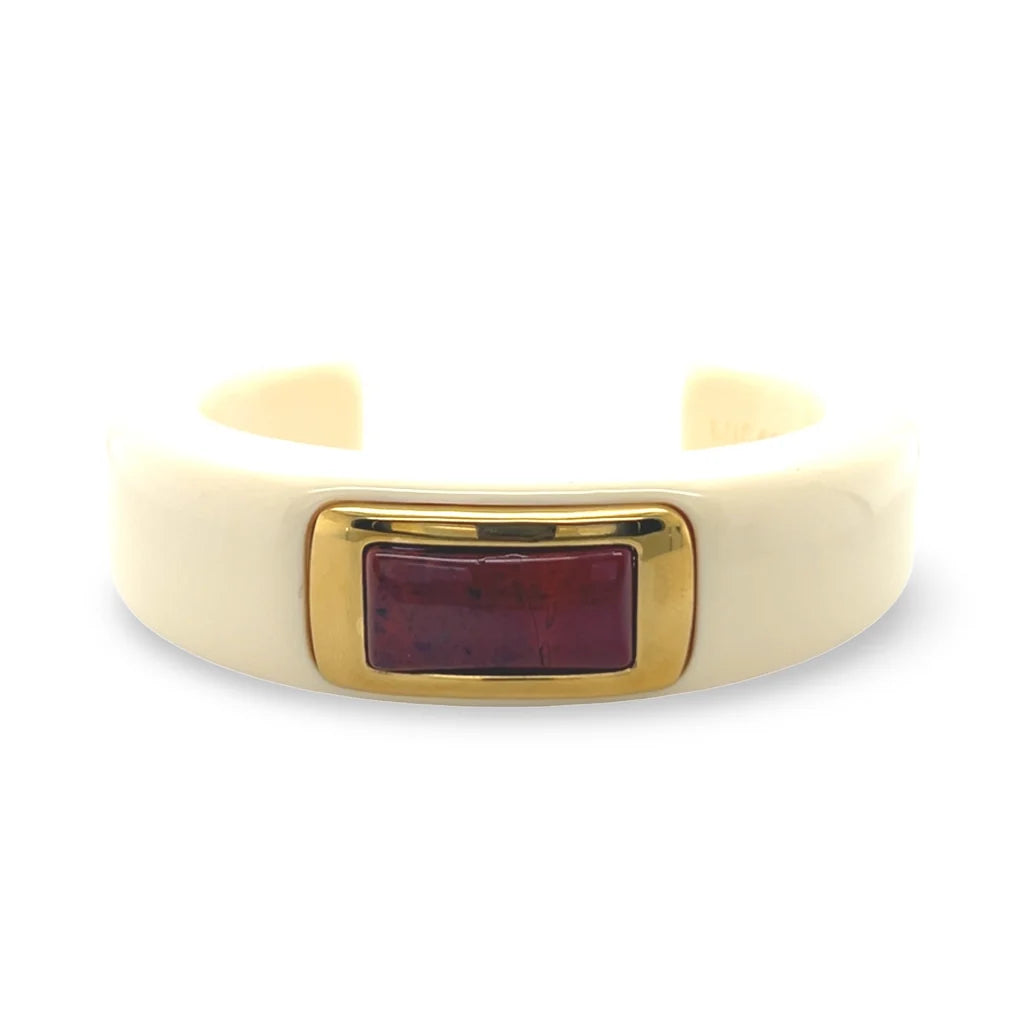 Lucas Jack Ivory Resin with Red Stone Bangle