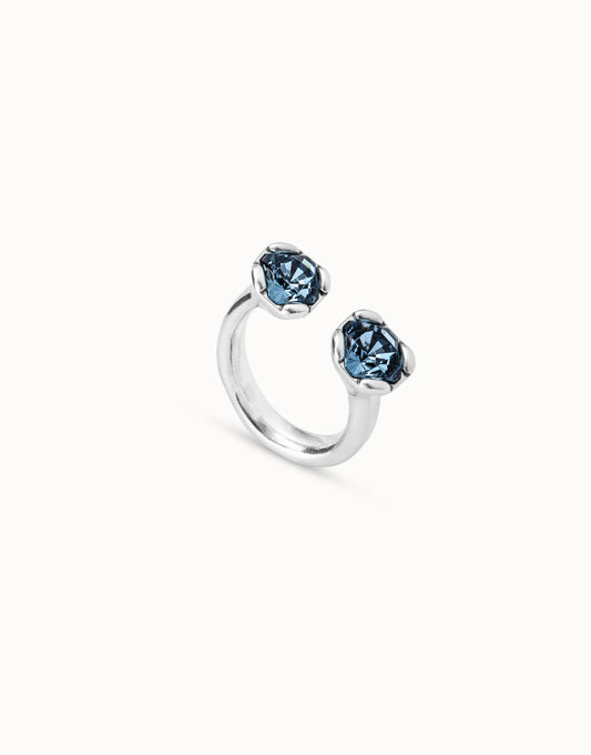 Uno Ring With Two Blue Crystals