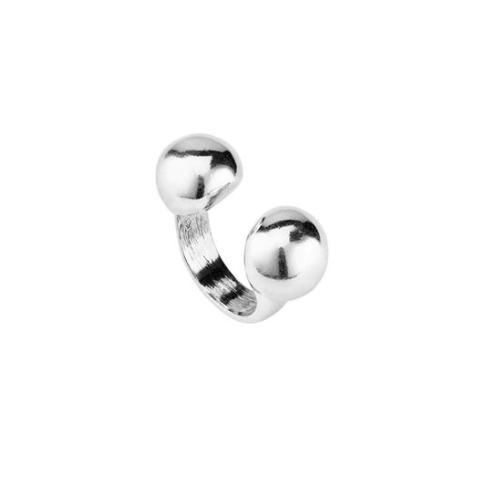 Open ring with two beads