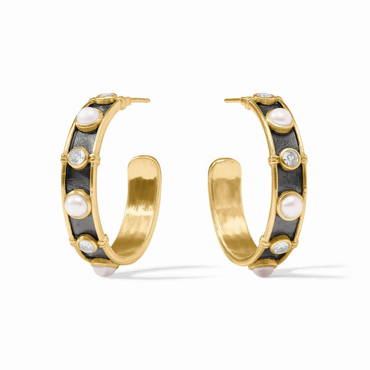 Julie Vos Tribeca Hoop Cubic Zirconia & Pearl Medium