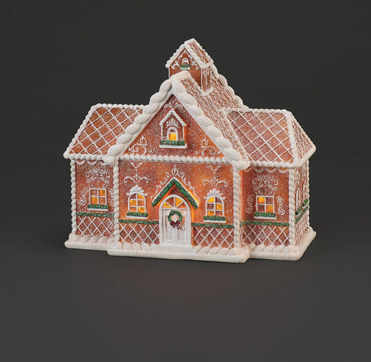 Lighted Gingerbread House with Berries