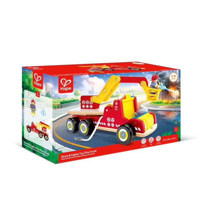 Hape Siren and Lights Toy Fire Truck