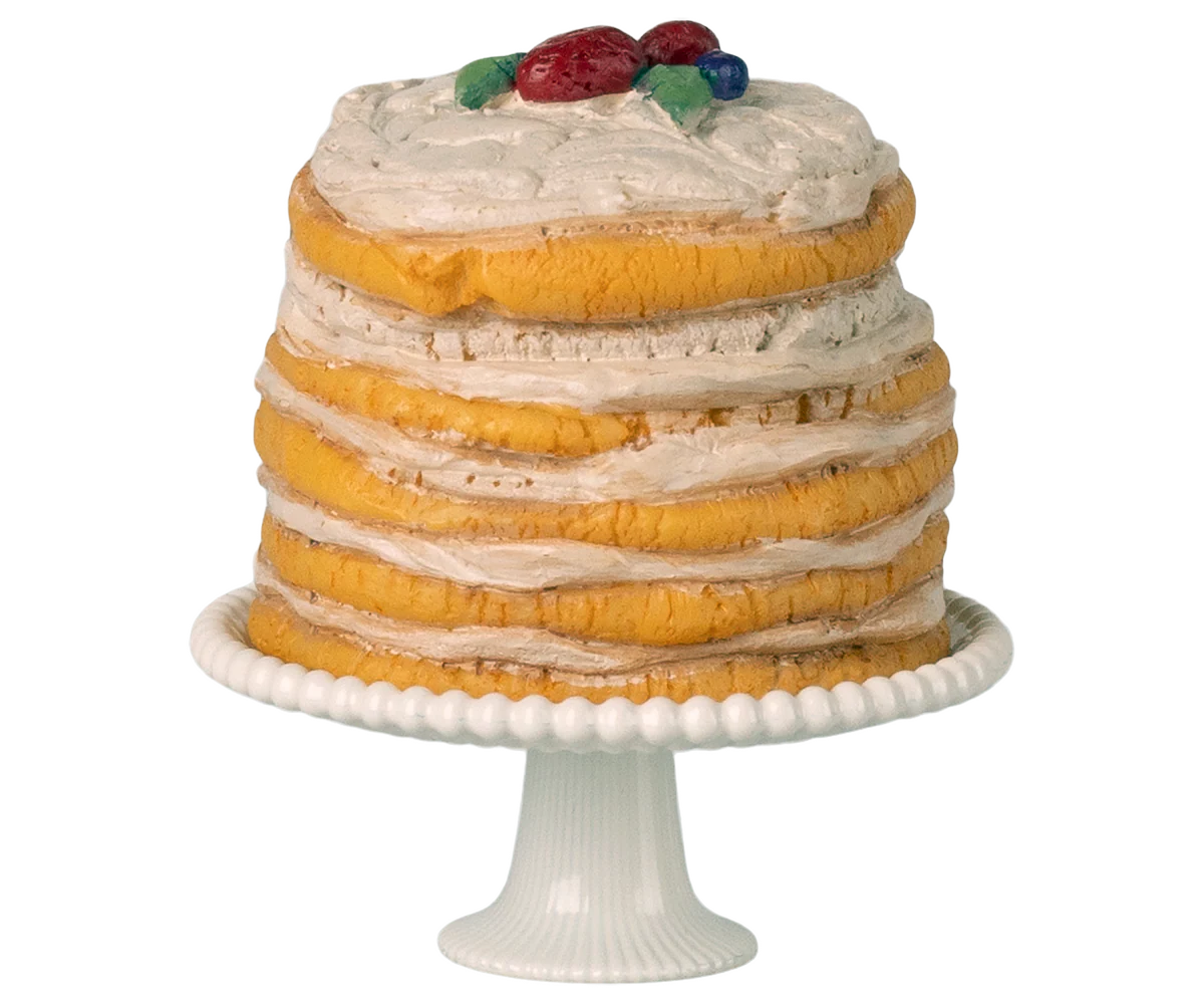 Maileg party cake and cake stand, off white