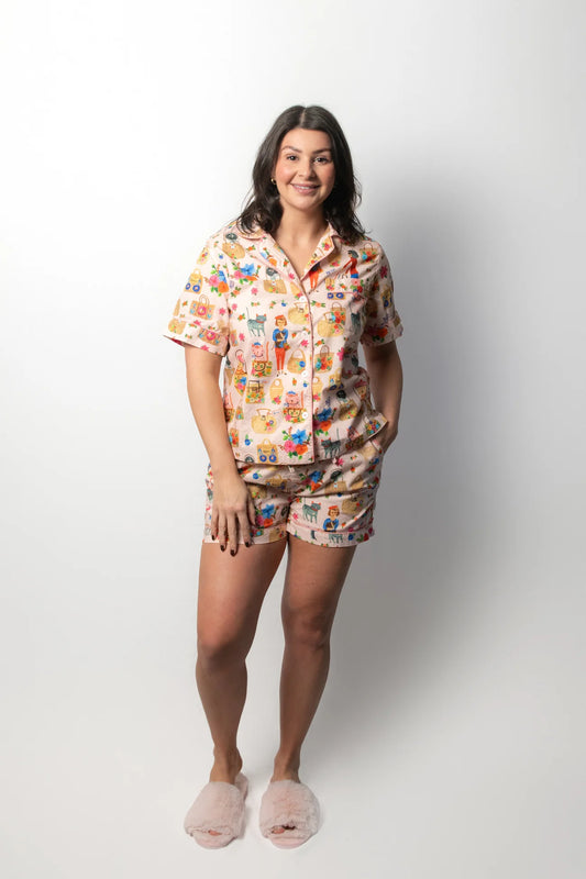 Ooh La La Cats Short Pajama Set Pink