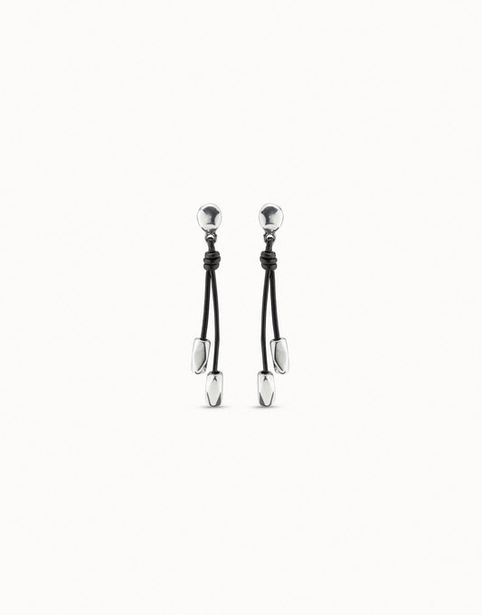 UNOde50 Drop Leather Earrings - Brown / Silver
