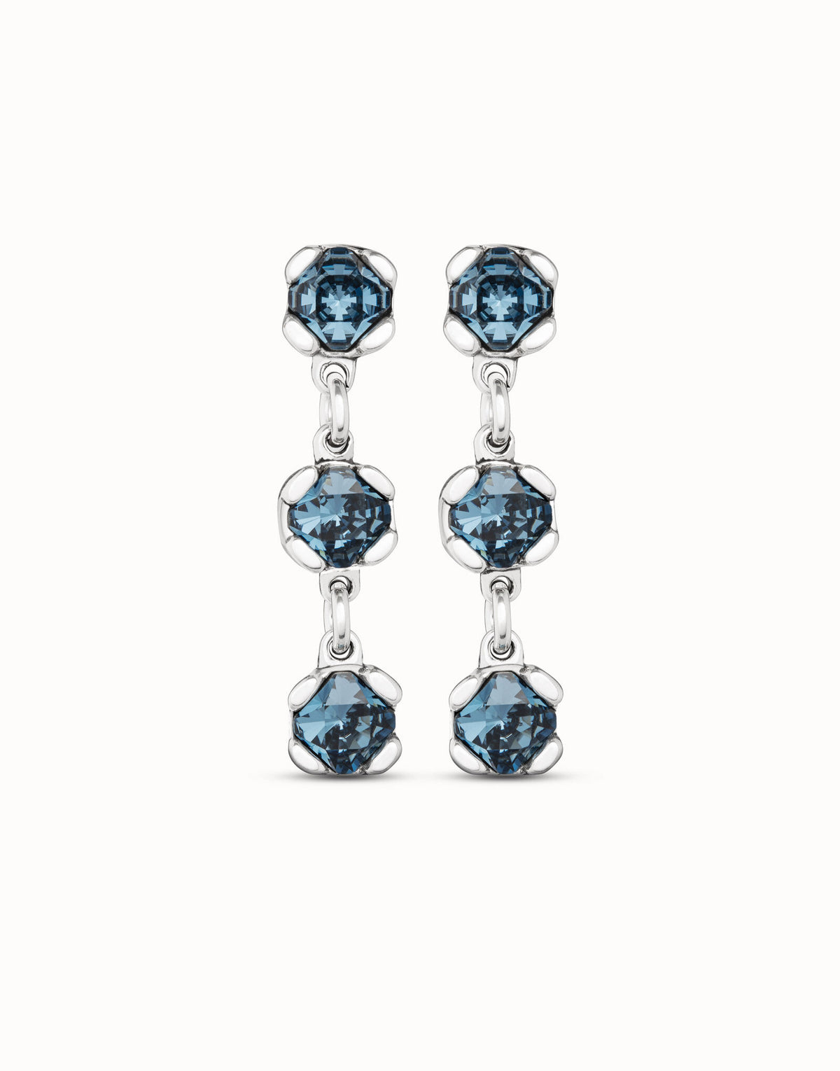 UNOde50 Drop Earrings With Blue Crystals - Blue / Silver