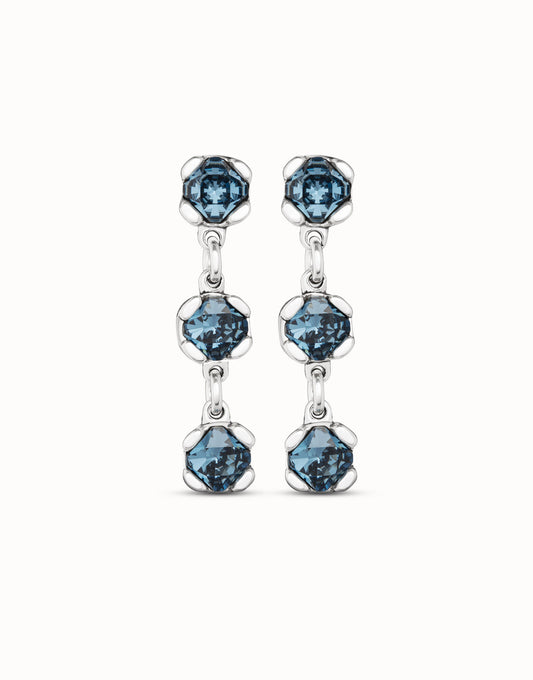 UNOde50 Drop Earrings With Blue Crystals - Blue / Silver