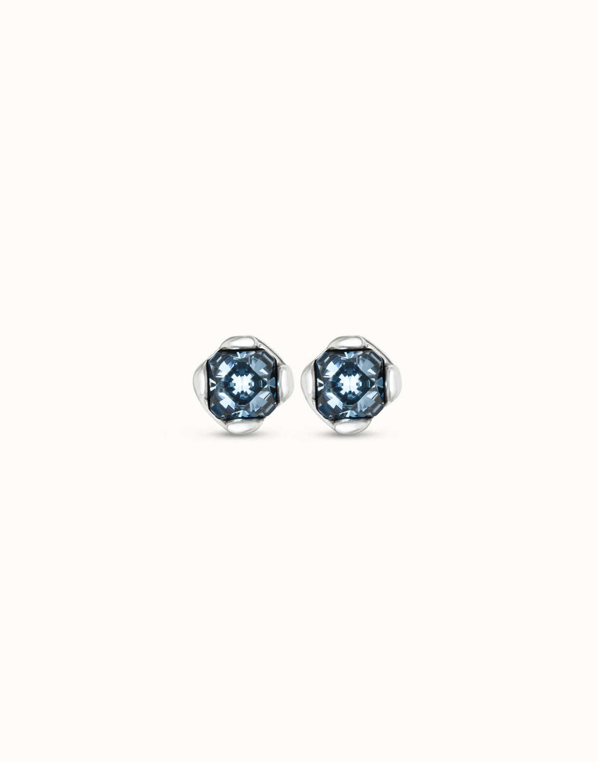 UNOde50 Stud Earrings With Blue Crystal - Blue / Silver