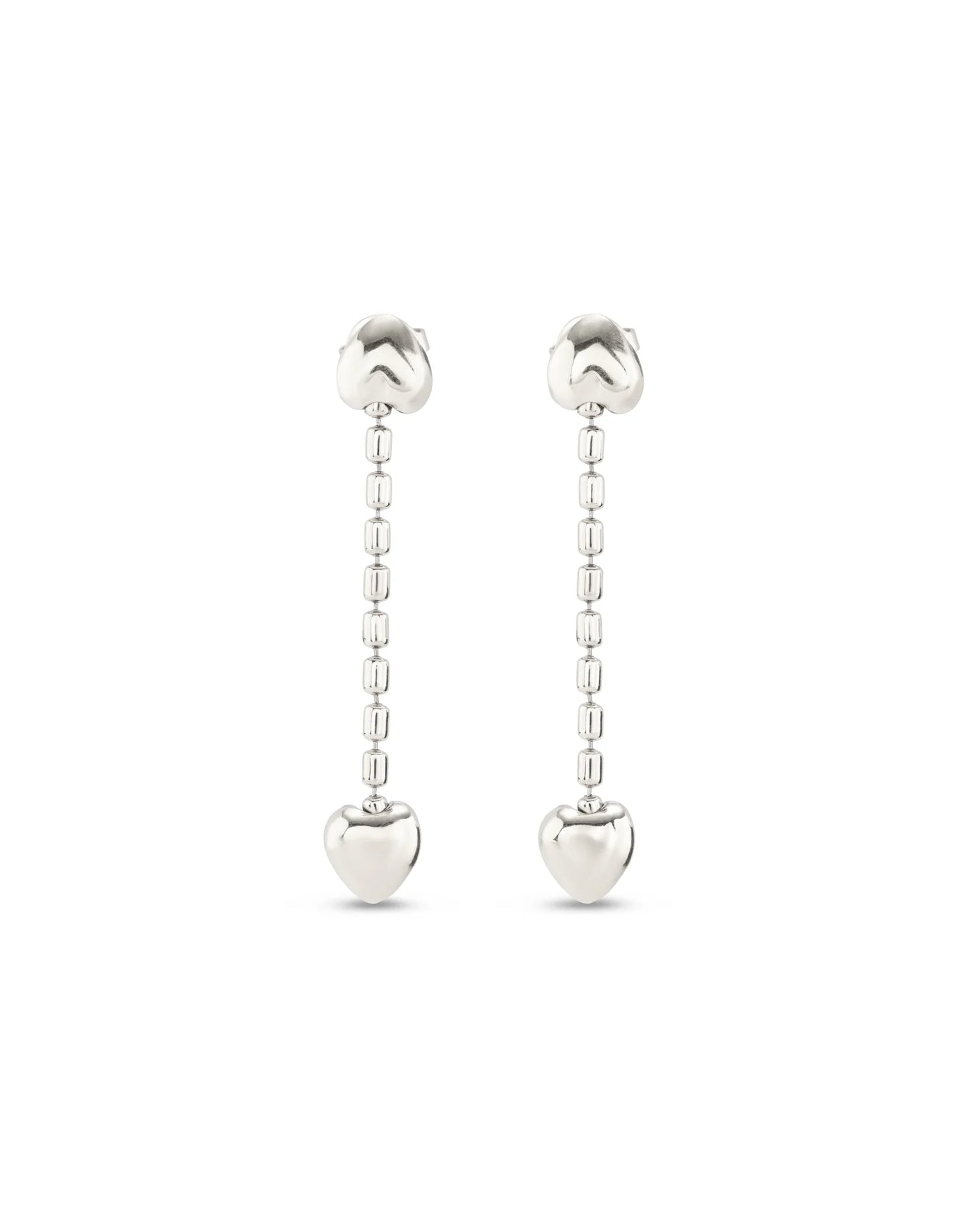 Uno Drop Earrings With Small Hearts