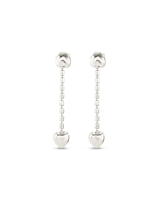 Uno Drop Earrings With Small Hearts
