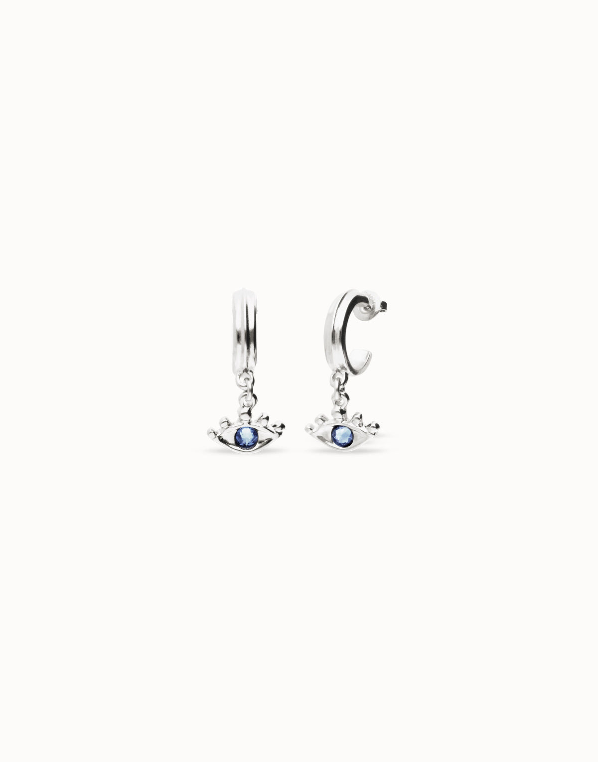 UNOde50 Eye-Shaped Drop Earrings With Blue Crystal - Blue / Silver