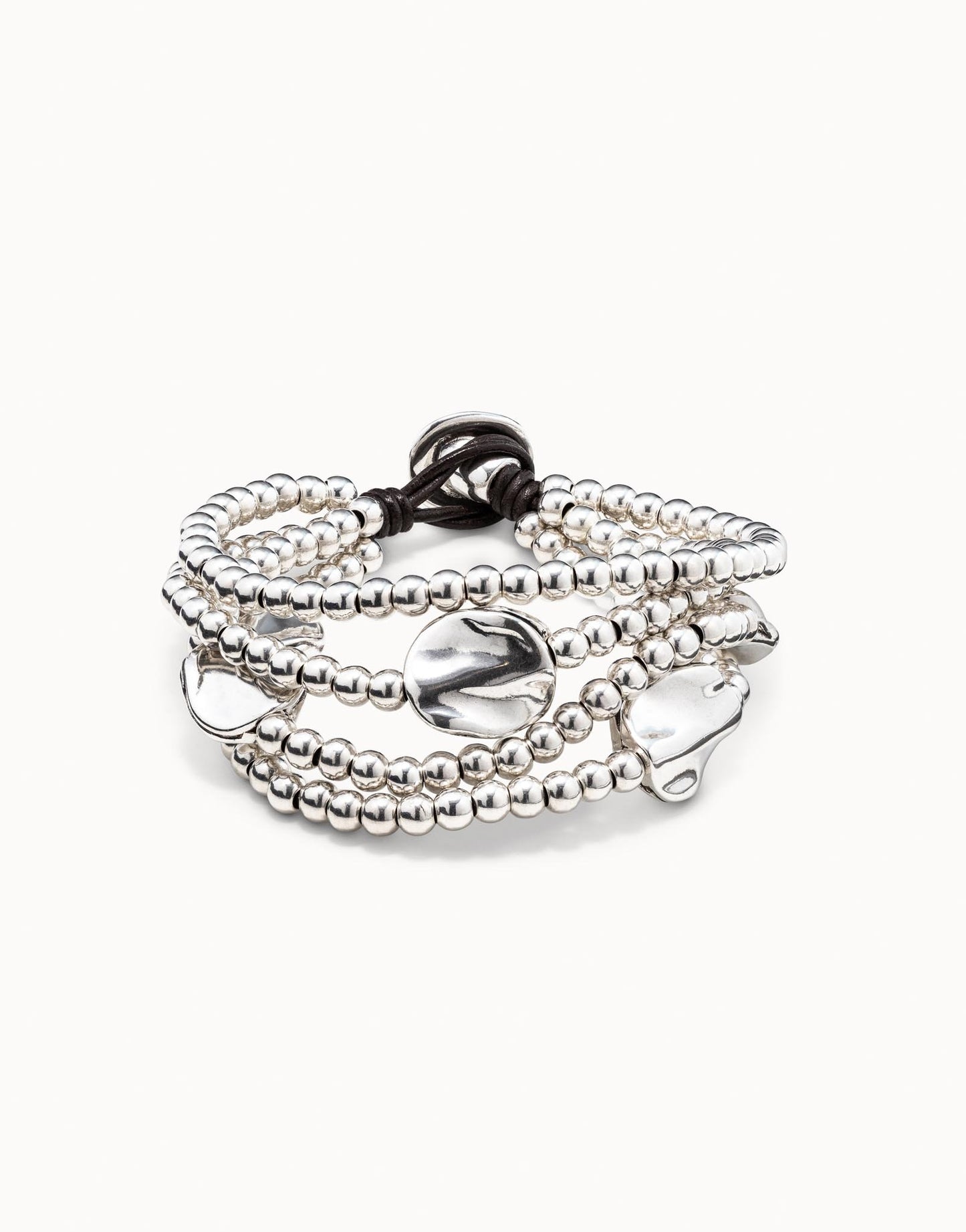 Uno Three strand leather beaded bracelet