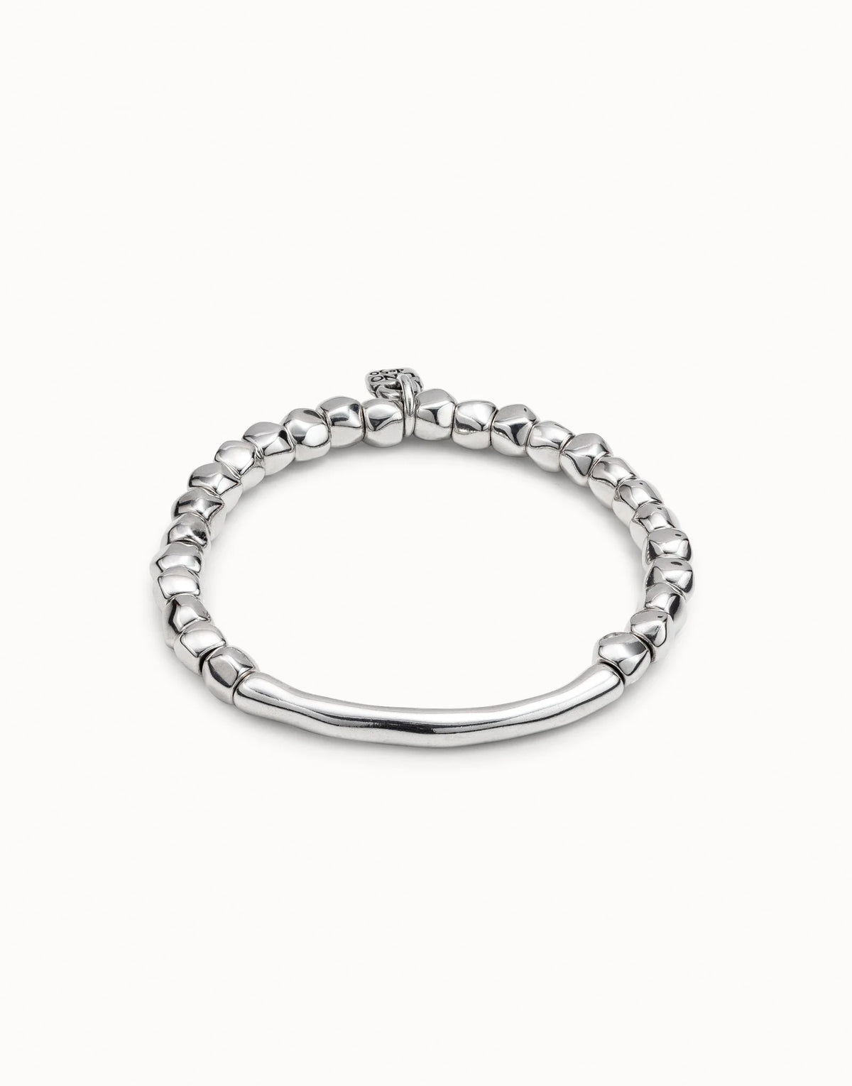 UNOde50 Beaded Stretch Bracelet With Tubular Piece - Silver