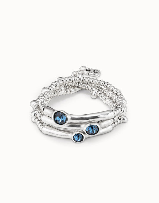 Uno Triple Beaded Bracelet With Blue Crystals