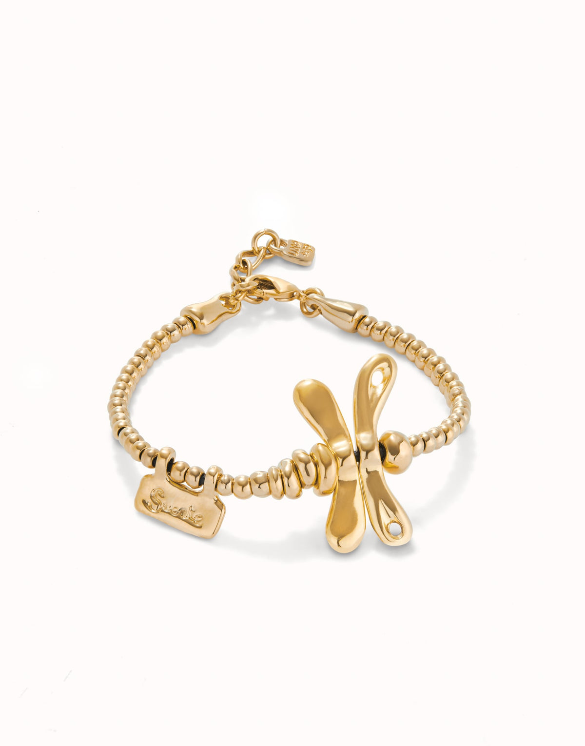 UNOde50 Elastic Bracelet With 18K Gold-Plated Dragonfly - Gold