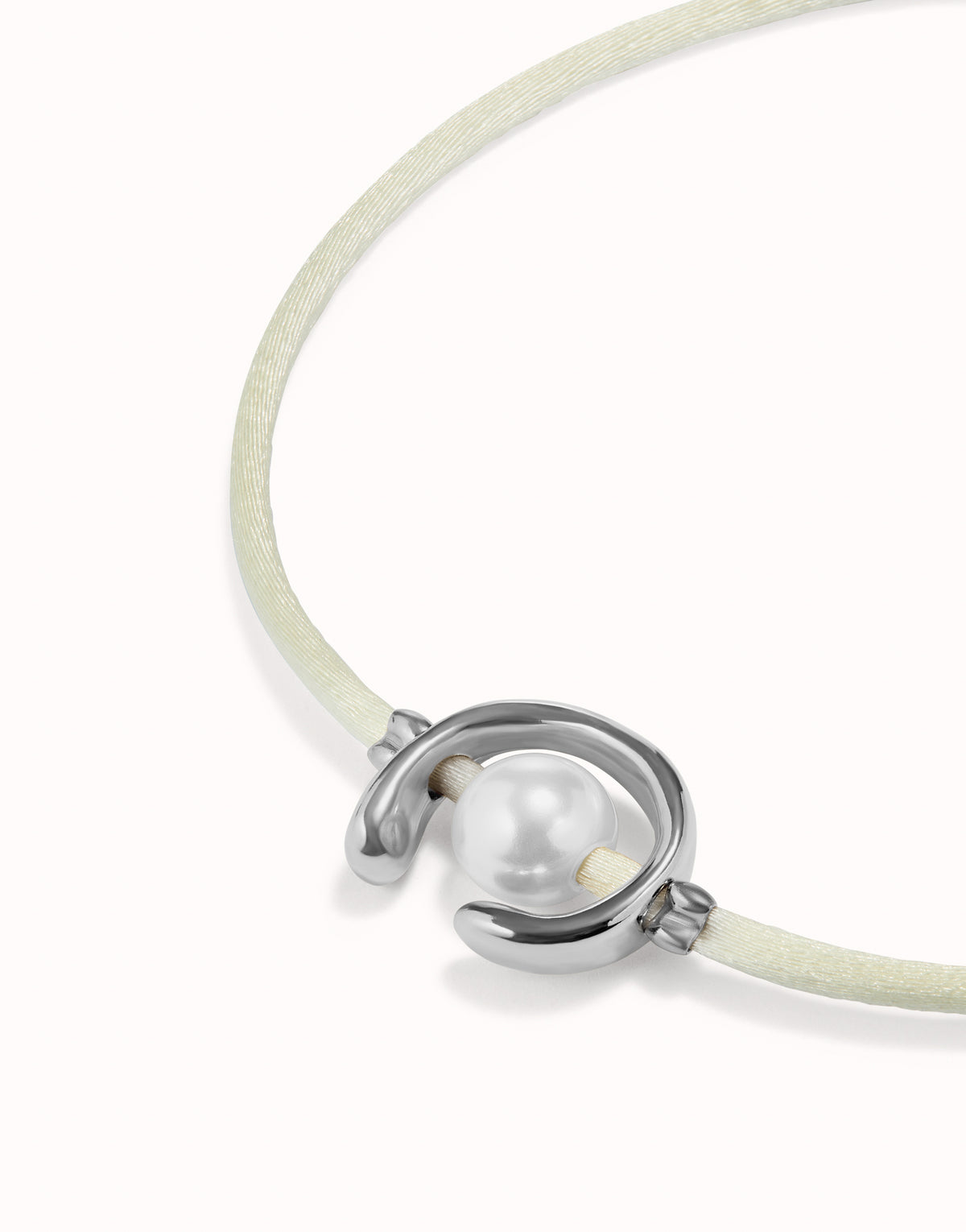 UNOde50 Cord Bracelet With A Pearl - Cream / Gold