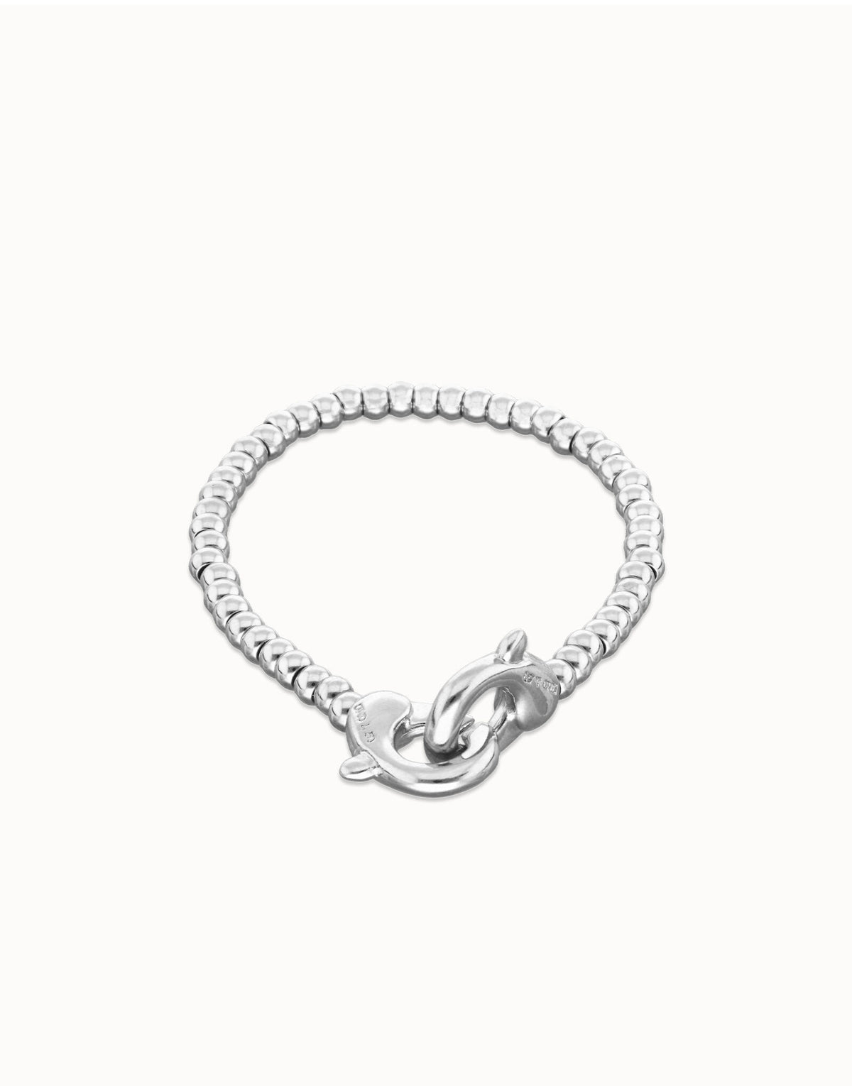 UNOde50 Small Beads Bracelet With Interlocking Carabiner - Silver