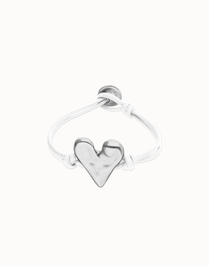 UNOde50 Leather Bracelet With Heart Detail - White / Silver