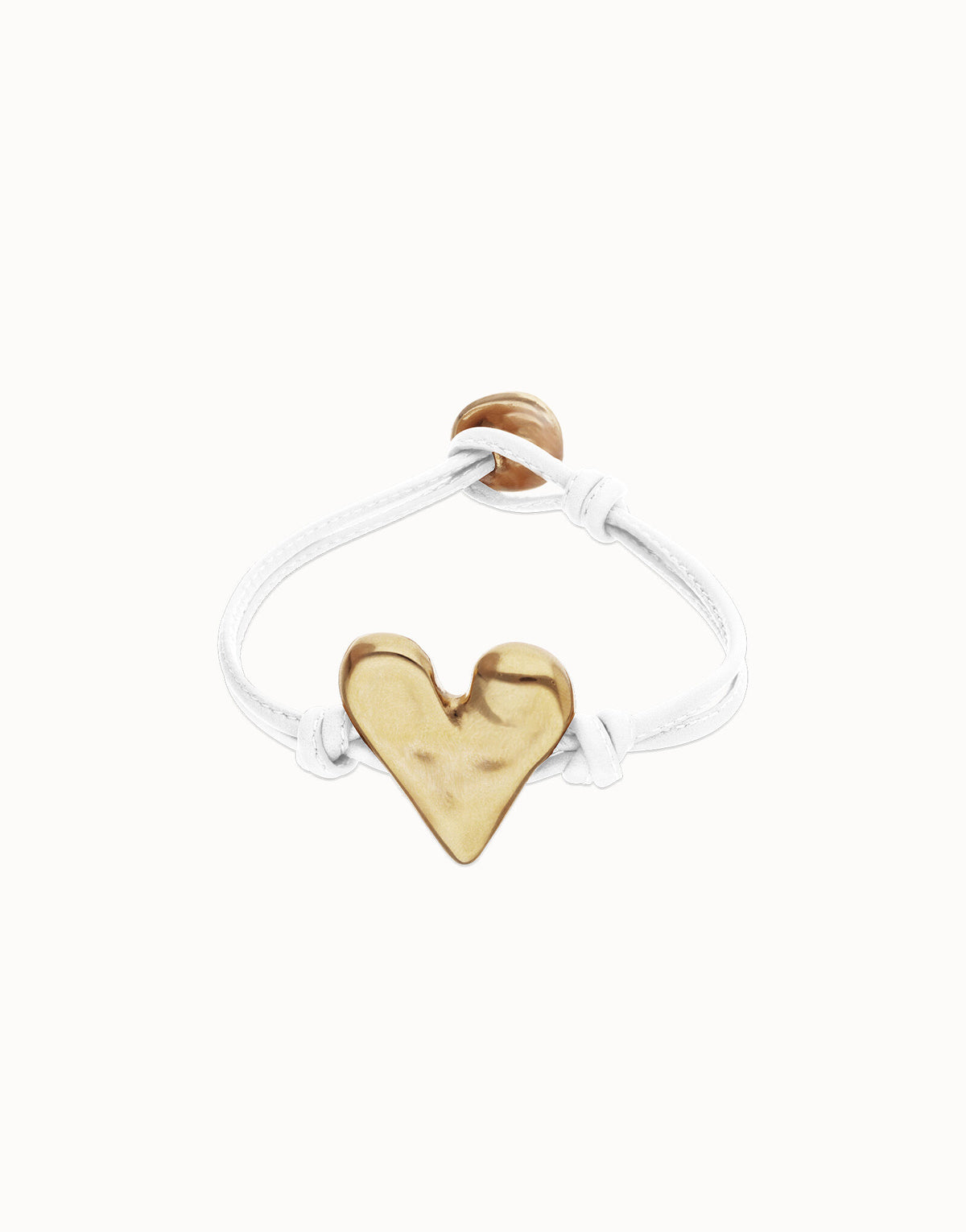 UNOde50 Leather Bracelet With Heart Detail - White / Gold