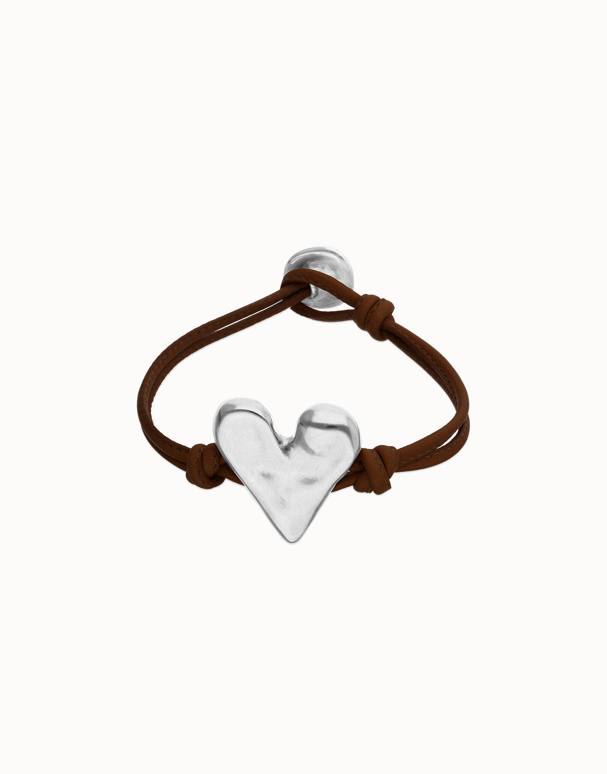 UNOde50 Leather Bracelet With Heart Detail - Brown / Silver