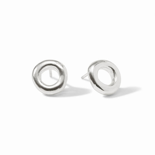Julie Vos Silver Wave Circle Stud Earrings