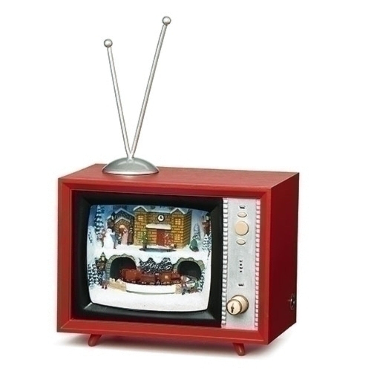 6" LED Lighted Musical North Pole in Snowfall Christmas TV Box Figurine